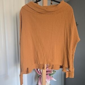 Free People Cowl Neck Sweater in Warm Tan